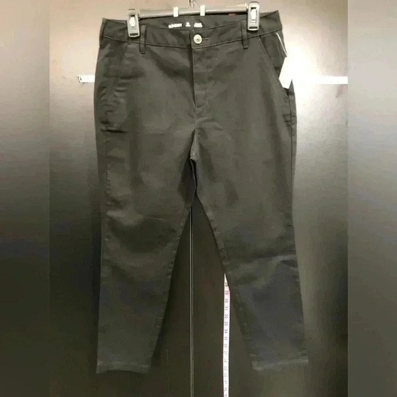 Old Navy High Rise Skinny Cotton Trousers adjustable waist,pockets,lightweight - Picture 1 of 9